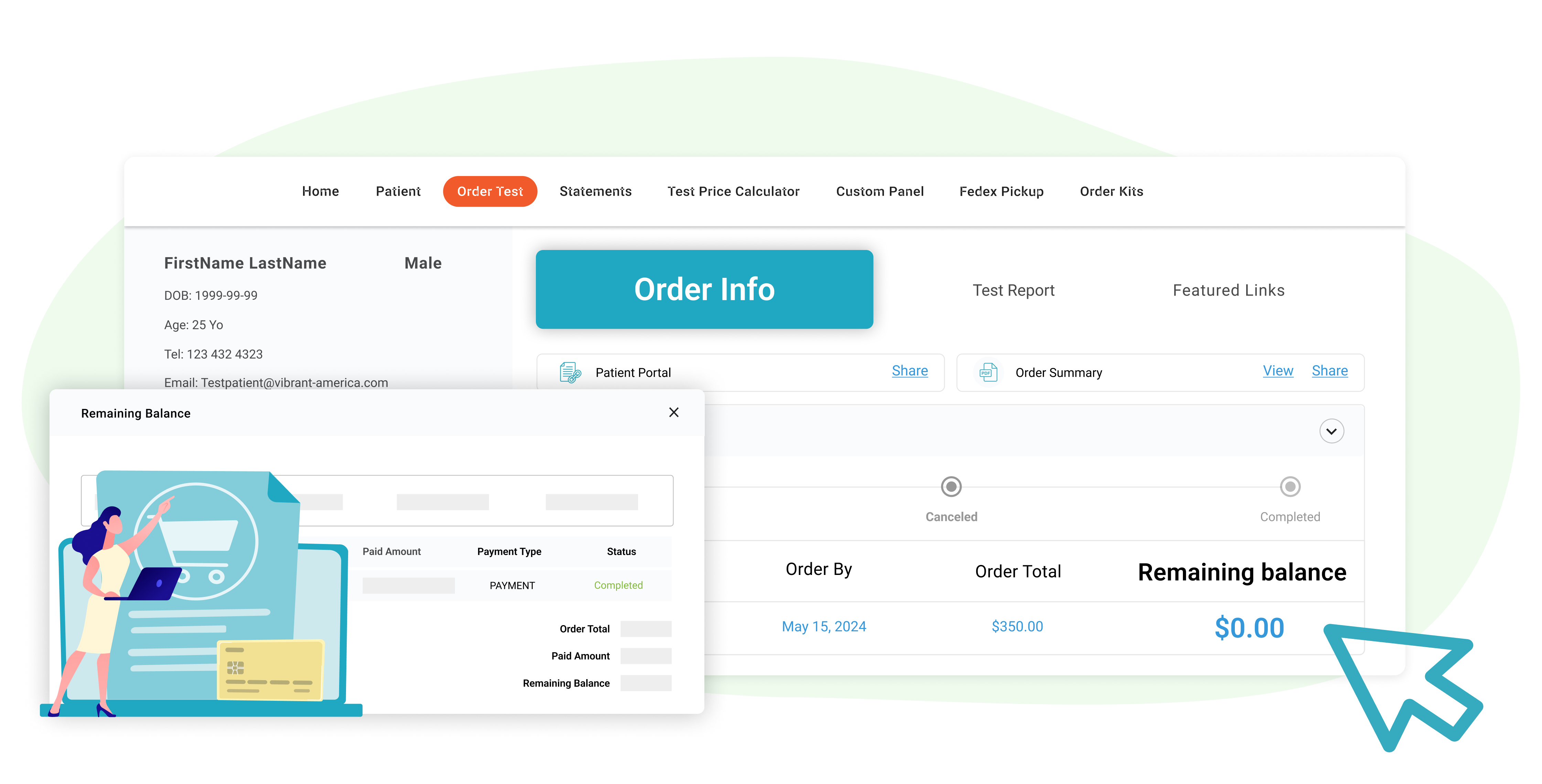 View Remaining Statement Balance on the Order Test Tab